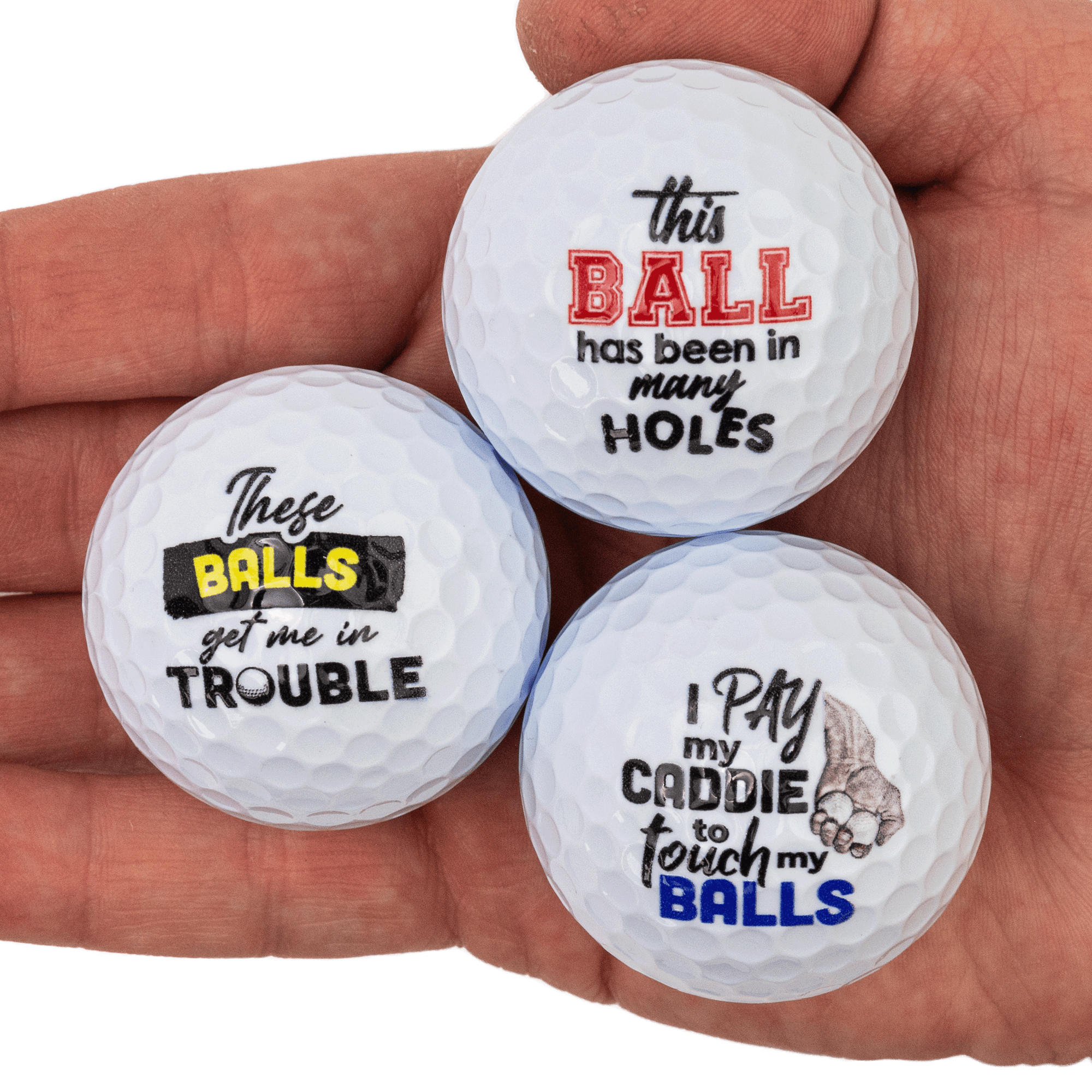 Naughty Balls, Golf Jokes Printed on Golf Balls, Egg Carton Packaging