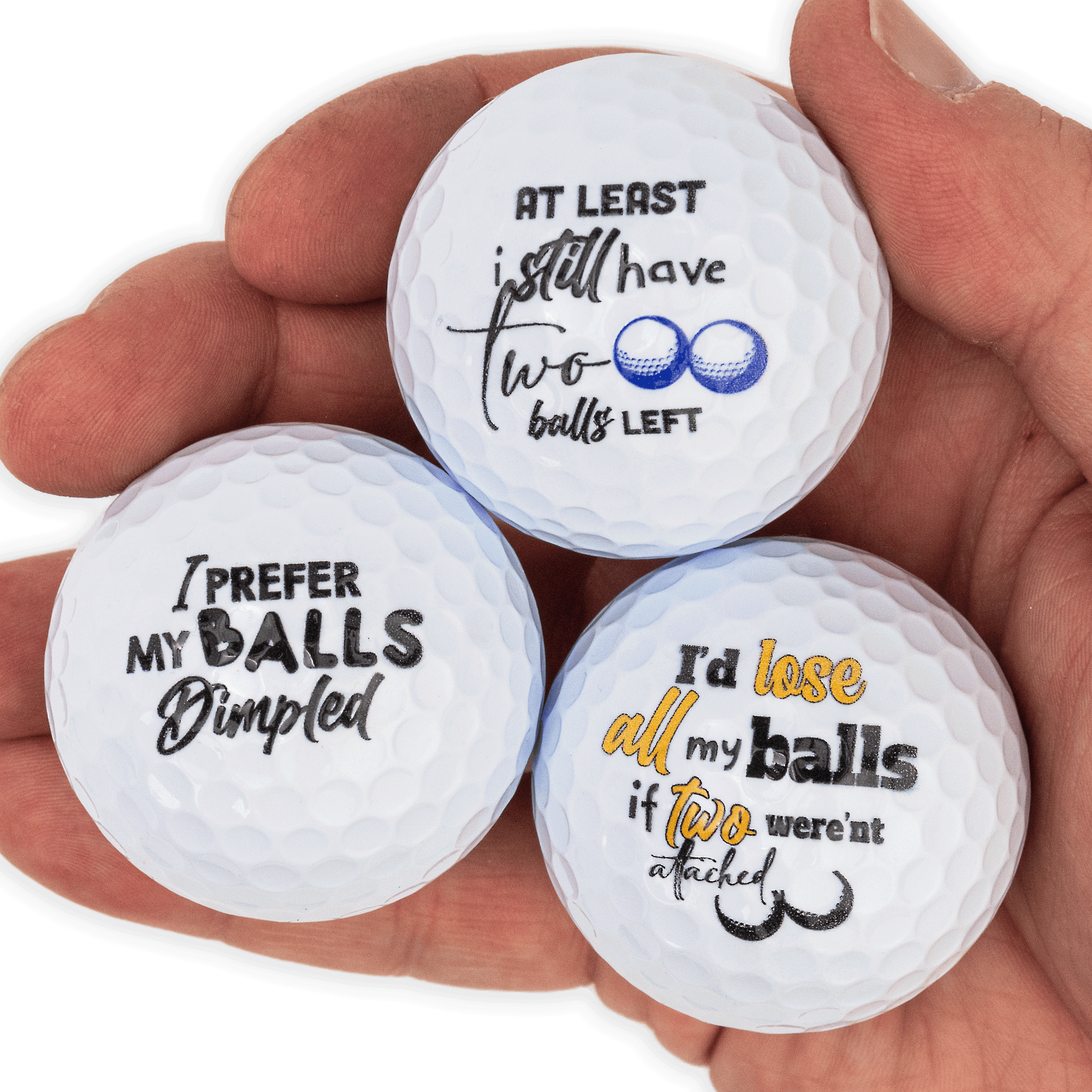 Naughty Balls, Golf Jokes Printed on Golf Balls, Egg Carton Packaging