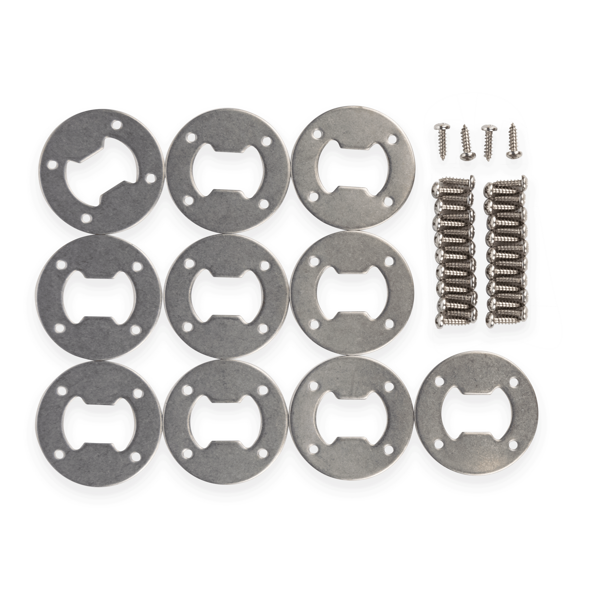 Bottle Opener Plate 2" and Fasteners, Puck Bottle Opener Kit