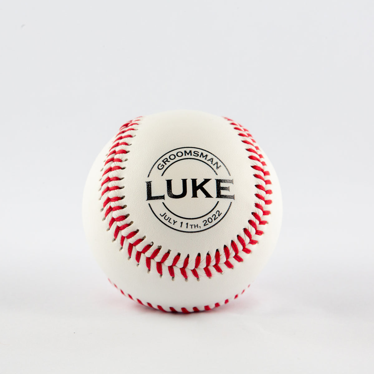 Printed Baseball with Circle Name, Groomsmen, Wedding Date Design