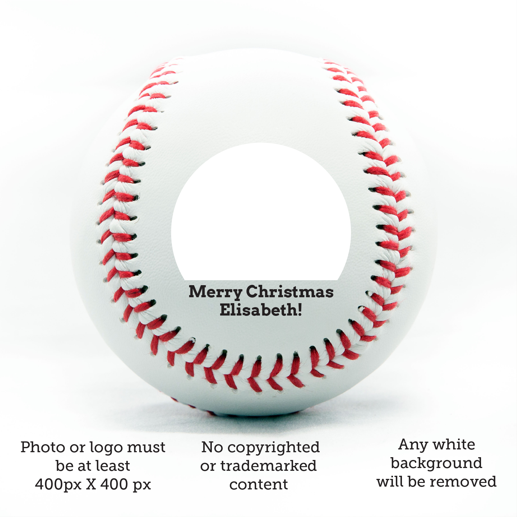 Merry Christmas, Printed Baseball