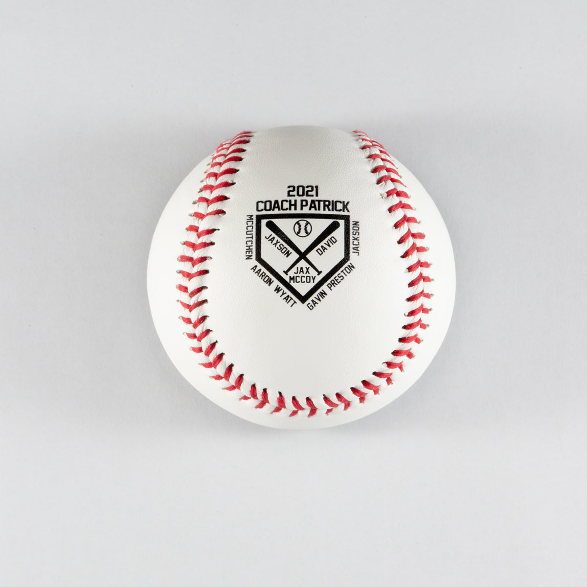 Printed Baseball with Home Plate with Team Names Design