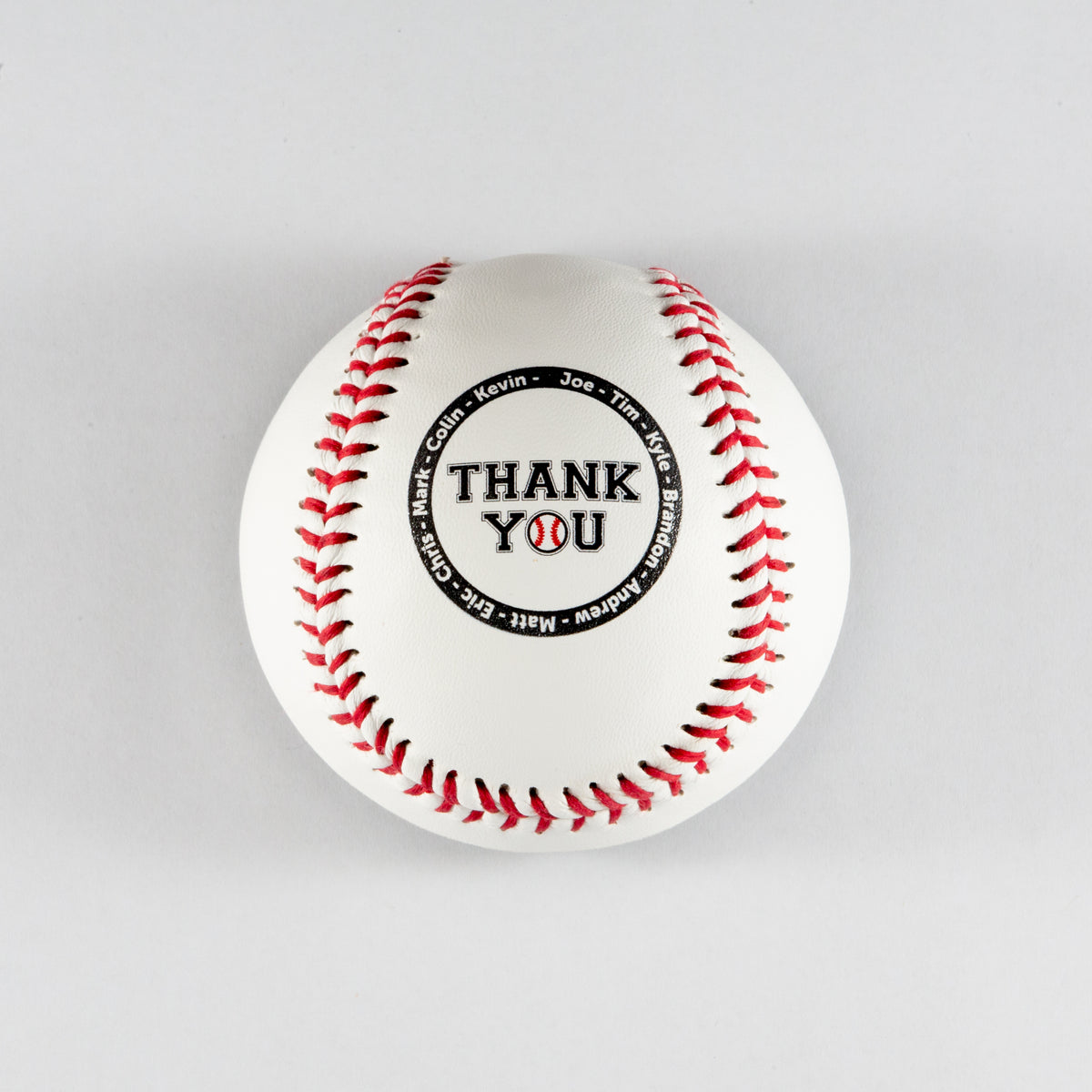 Printed Baseball with Thank You & Team Names Design