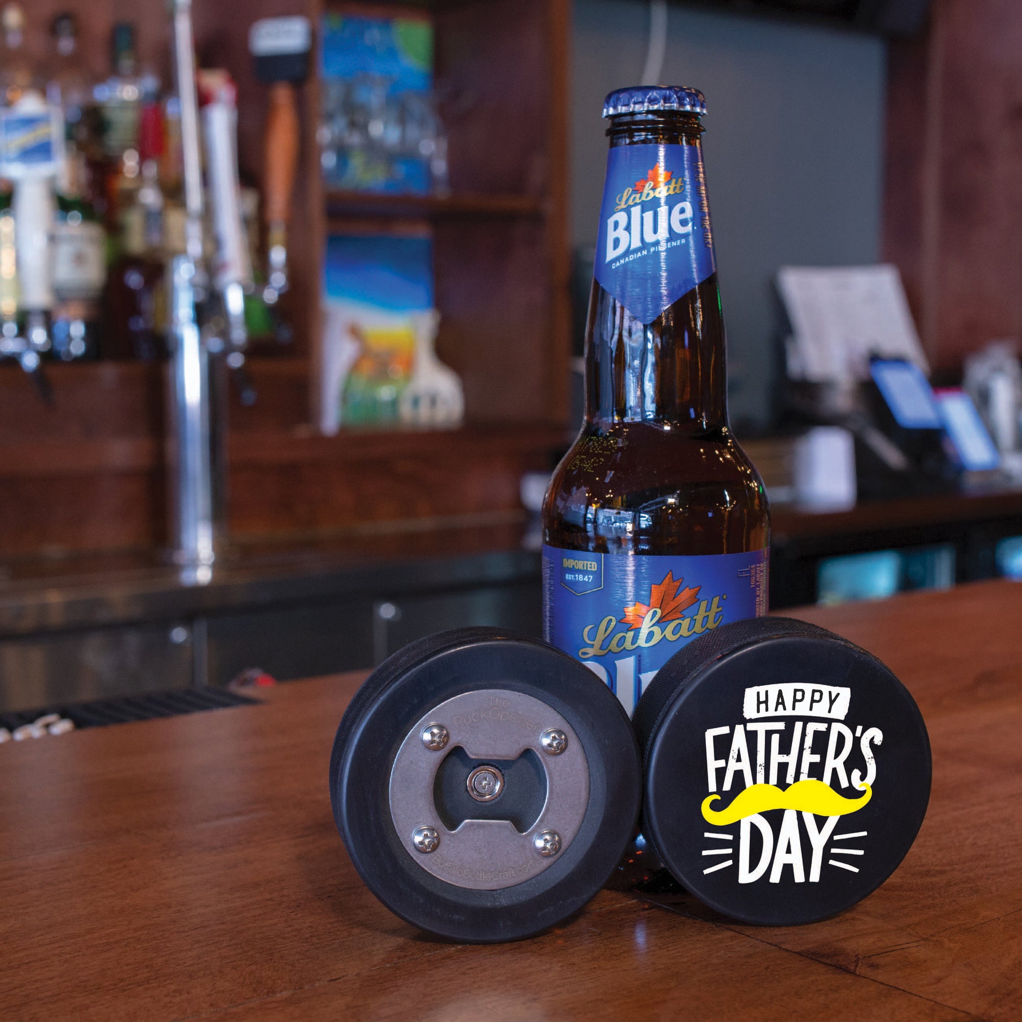 Hockey Puck Bottle Opener, Happy Father's Day