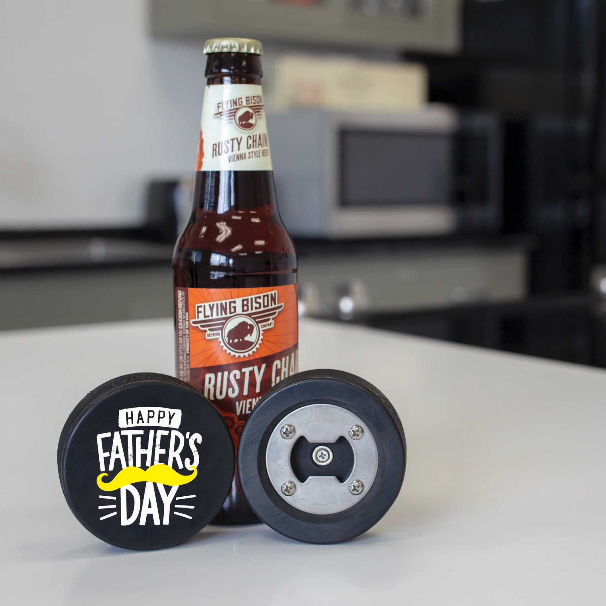 Hockey Puck Bottle Opener, Happy Father's Day