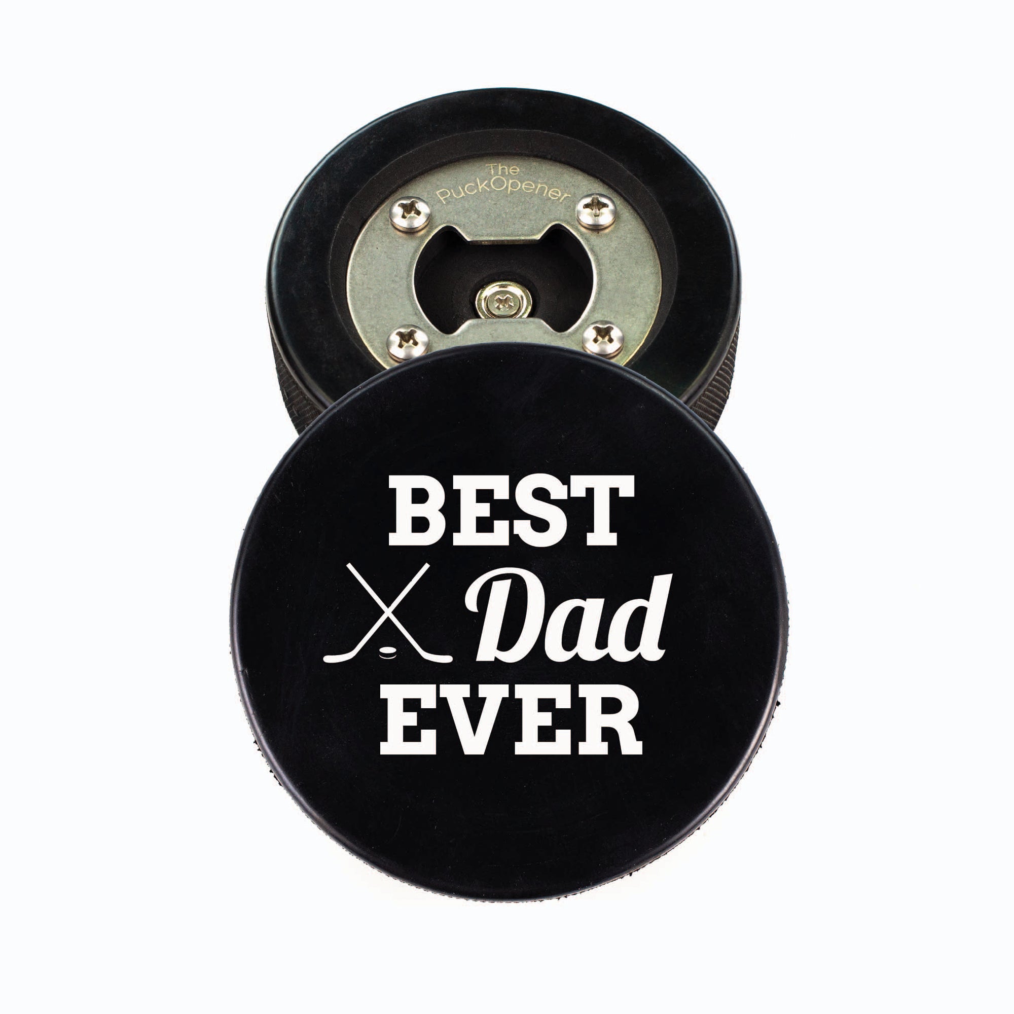 Hockey Puck Bottle Opener, Father's Day Line Photo