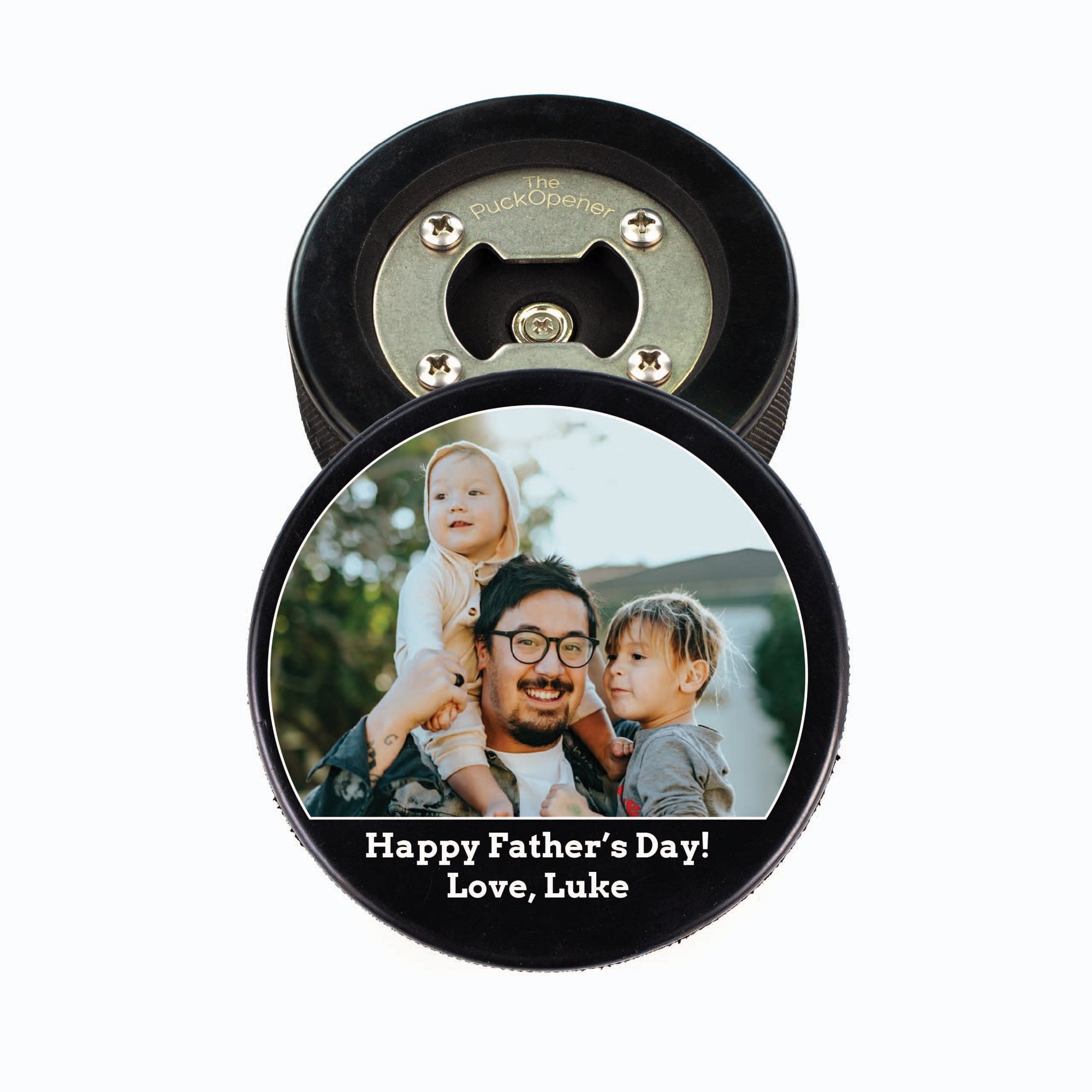 Hockey Puck Bottle Opener, Best Dad Ever Circle