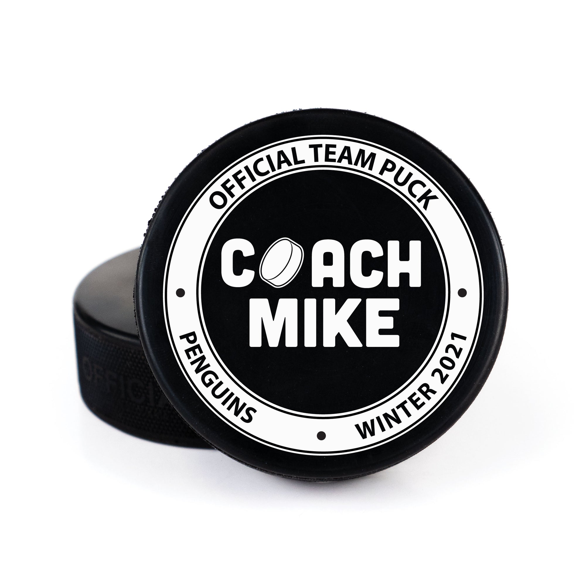 Printed Hockey Puck with Official Team Puck Personalization Design
