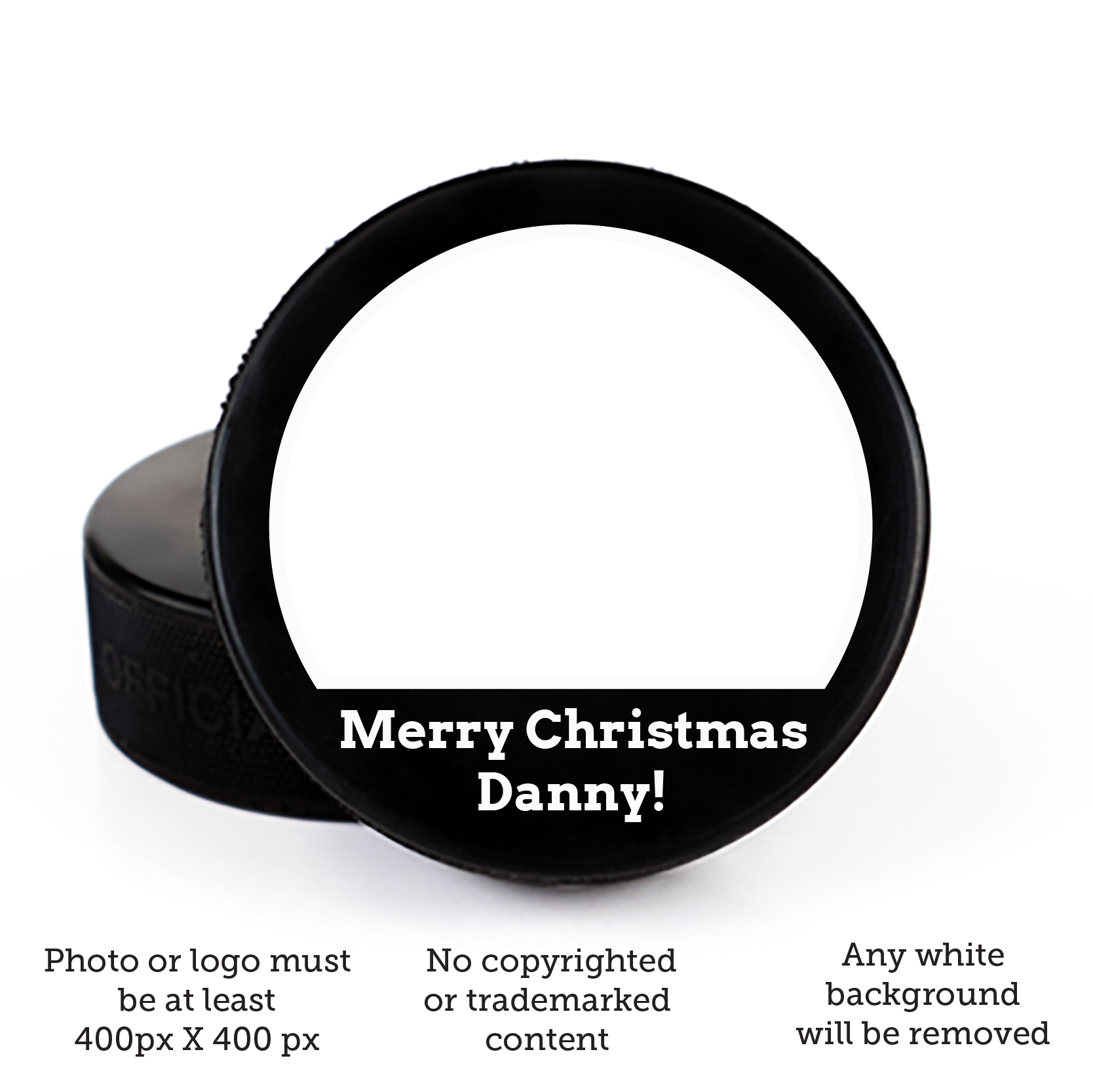 Merry Christmas, Printed Puck