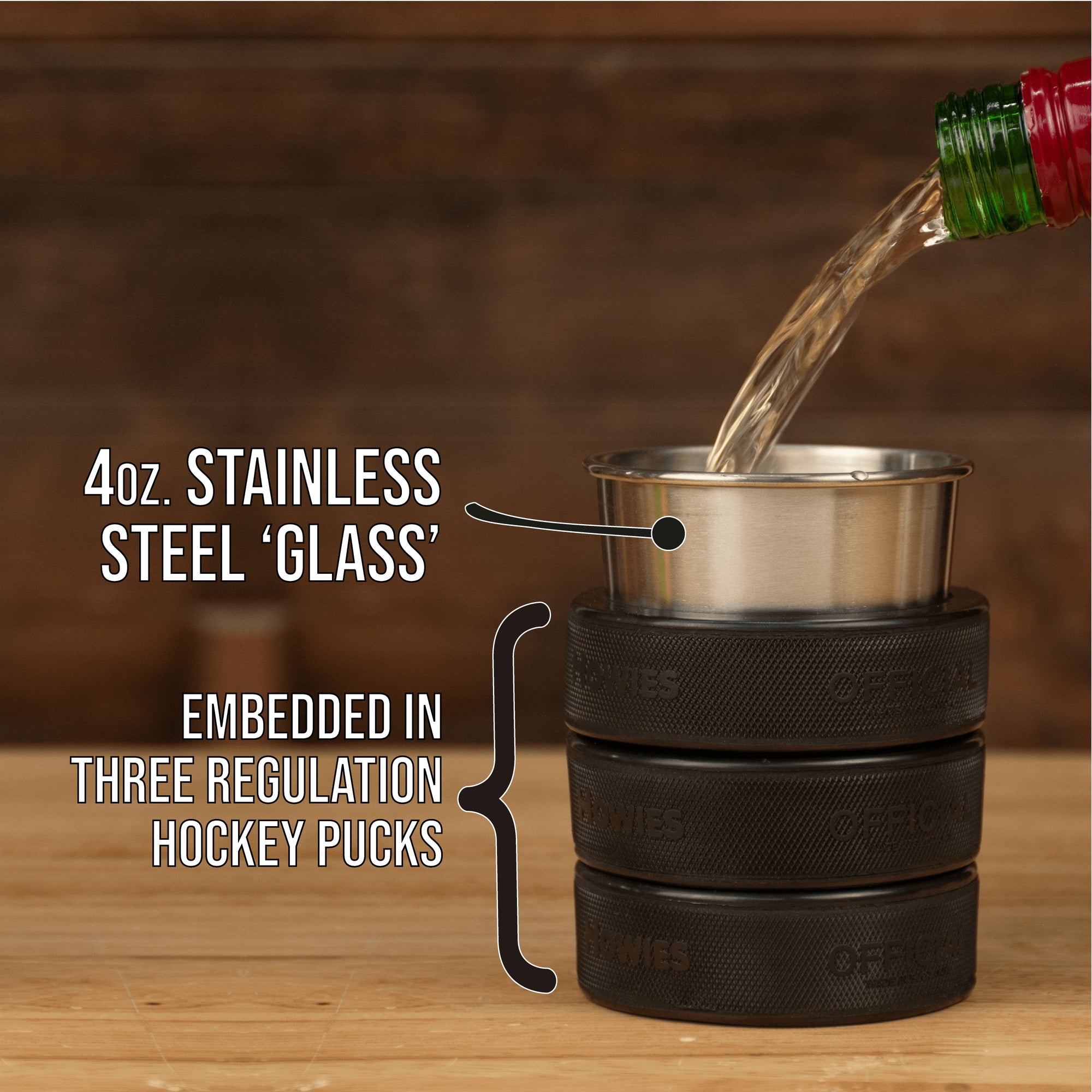 Hockey Puck Rocks Glass