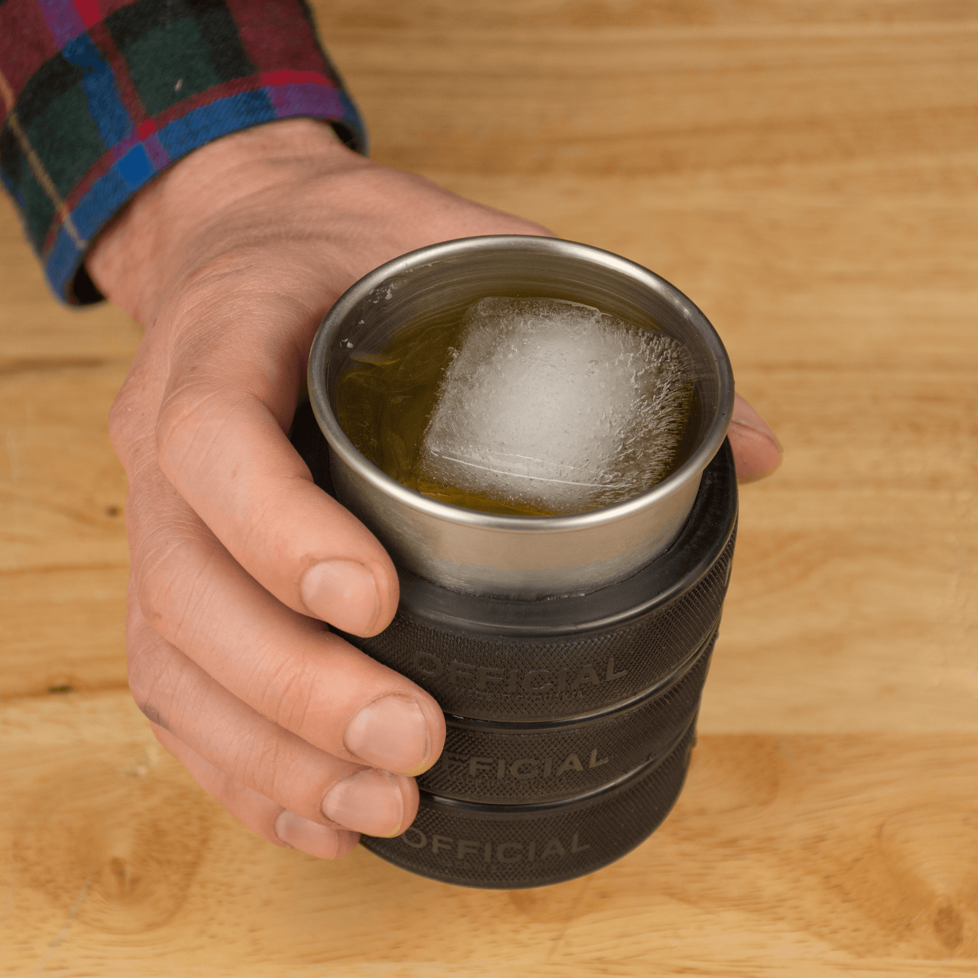 Hockey Puck Rocks Glass