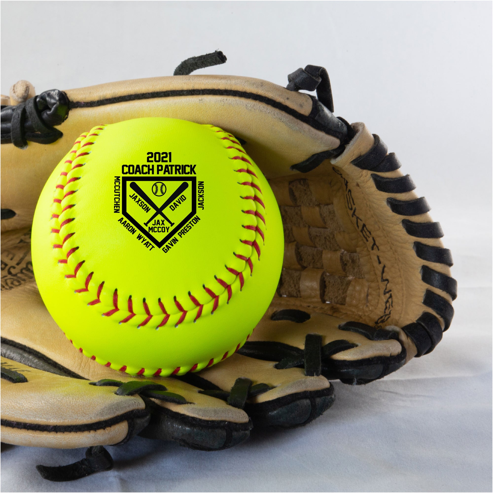 Home Plate with Player Names, Printed Softball