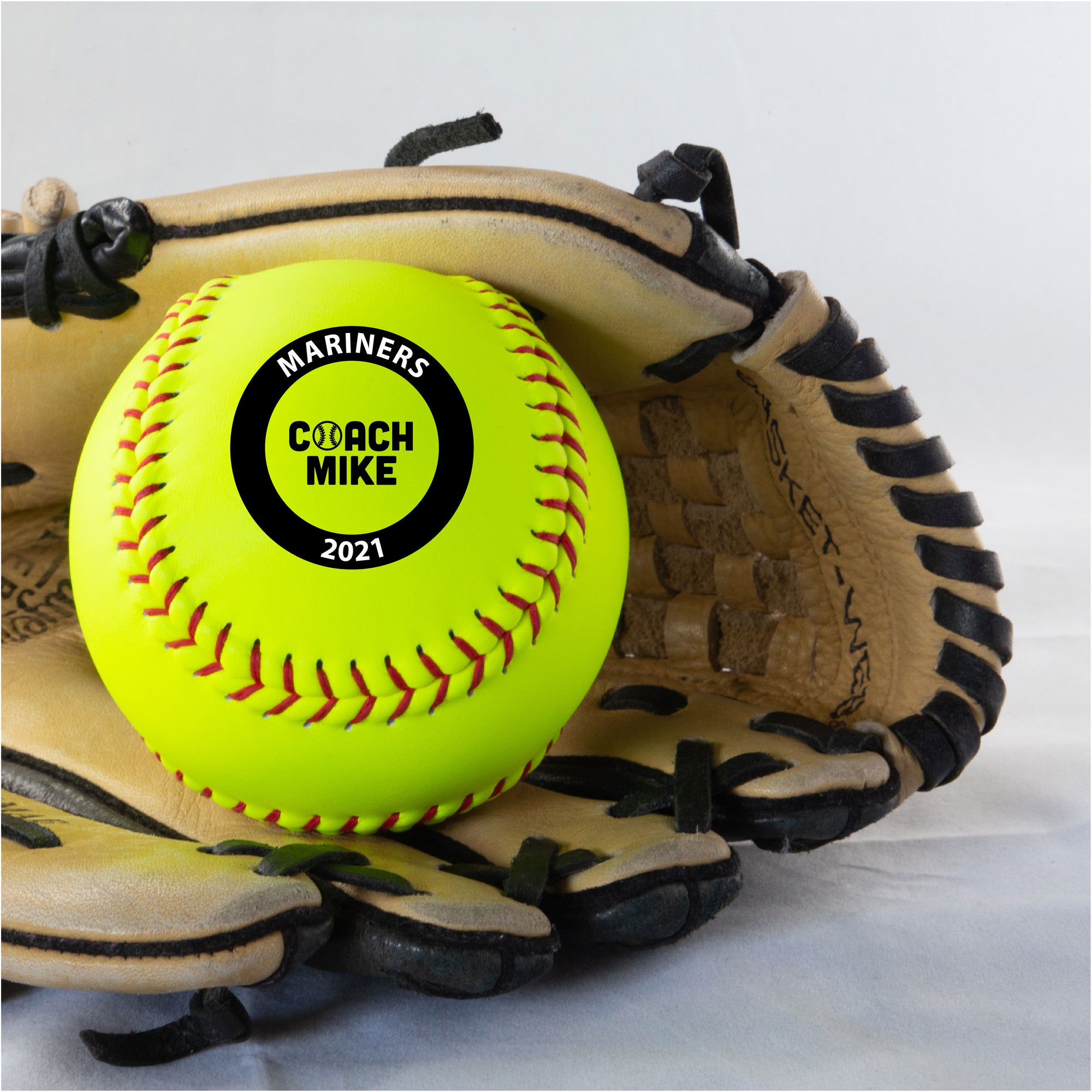 Coach Outline Circle Personalization, Printed Softball