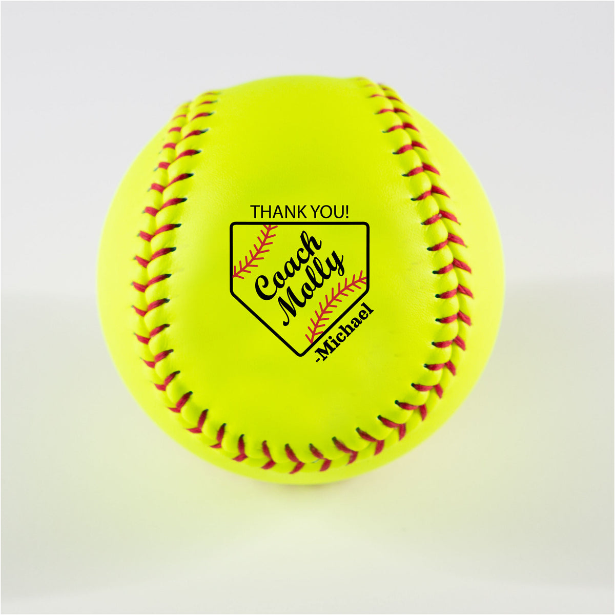 Printed Softball with Home Plate Thank You Message Design