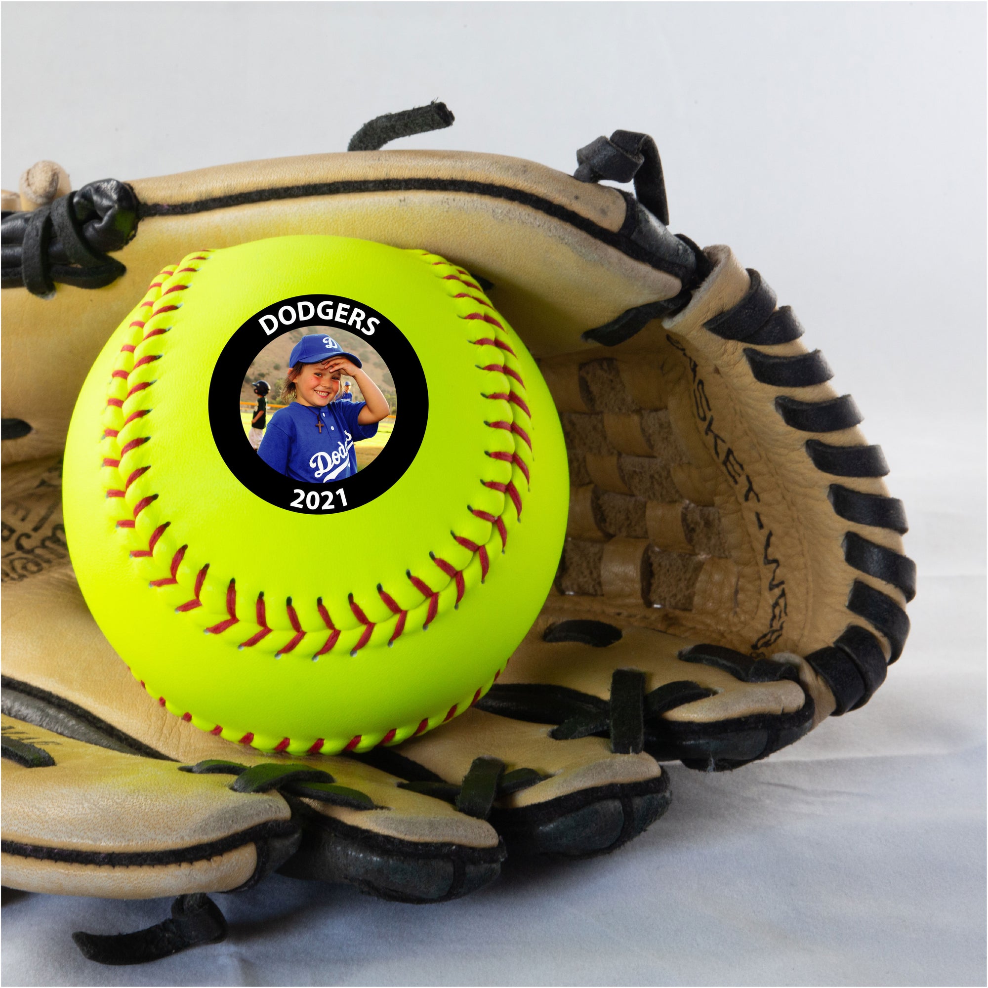 Coach Outline Circle Photo, Printed Softball