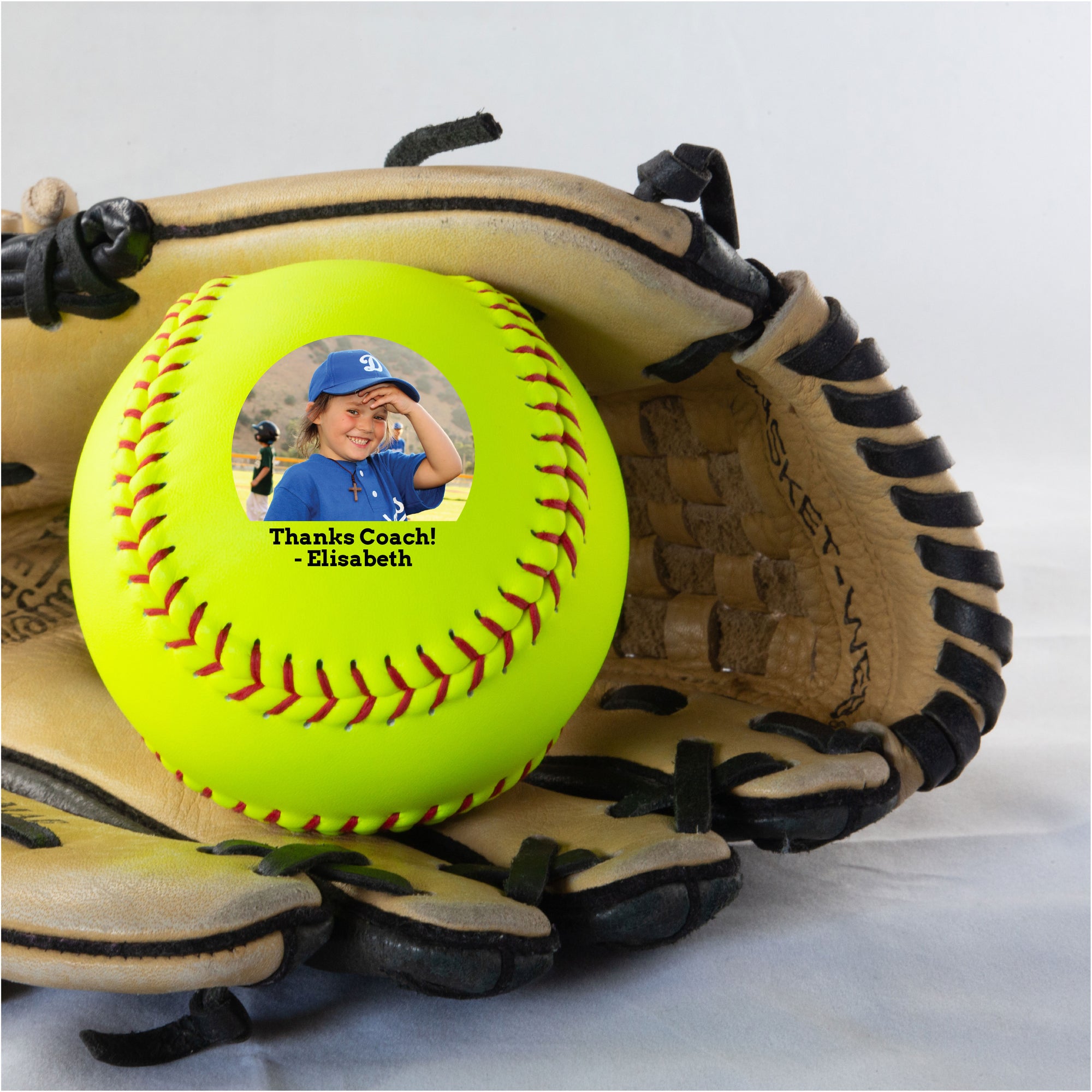 Coach Half Circle Photo with Message, Printed Softball
