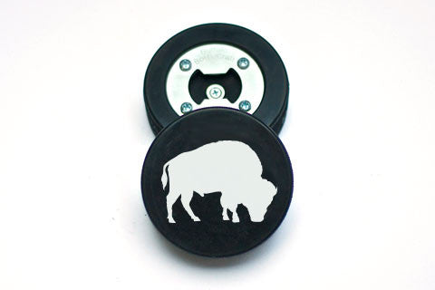 Hockey Puck Bottle Opener - Buffalo Silhouette