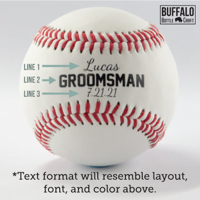 Printed Baseball with Text Between the Laces
