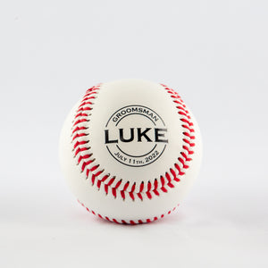 Printed Baseball with Circle Name, Groomsmen, Wedding Date Design