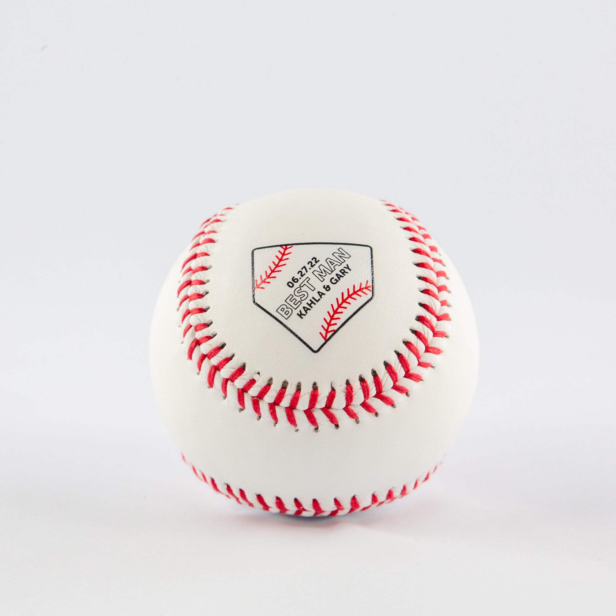 Printed Baseball with Home Plate Wedding Date, Wedding Party Role, Couple Name Design