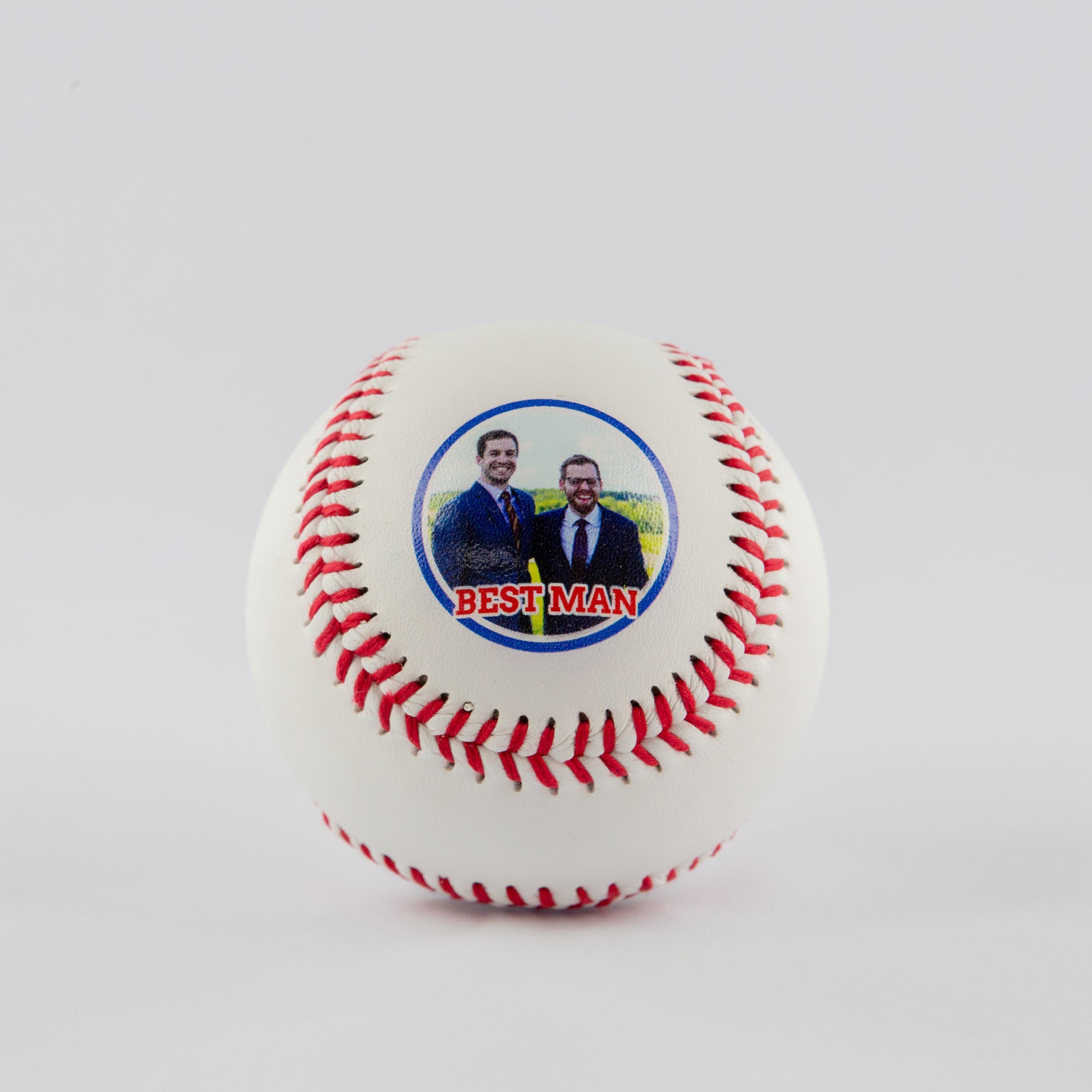 Printed Baseball with Circle Wedding Party Role Photo Design