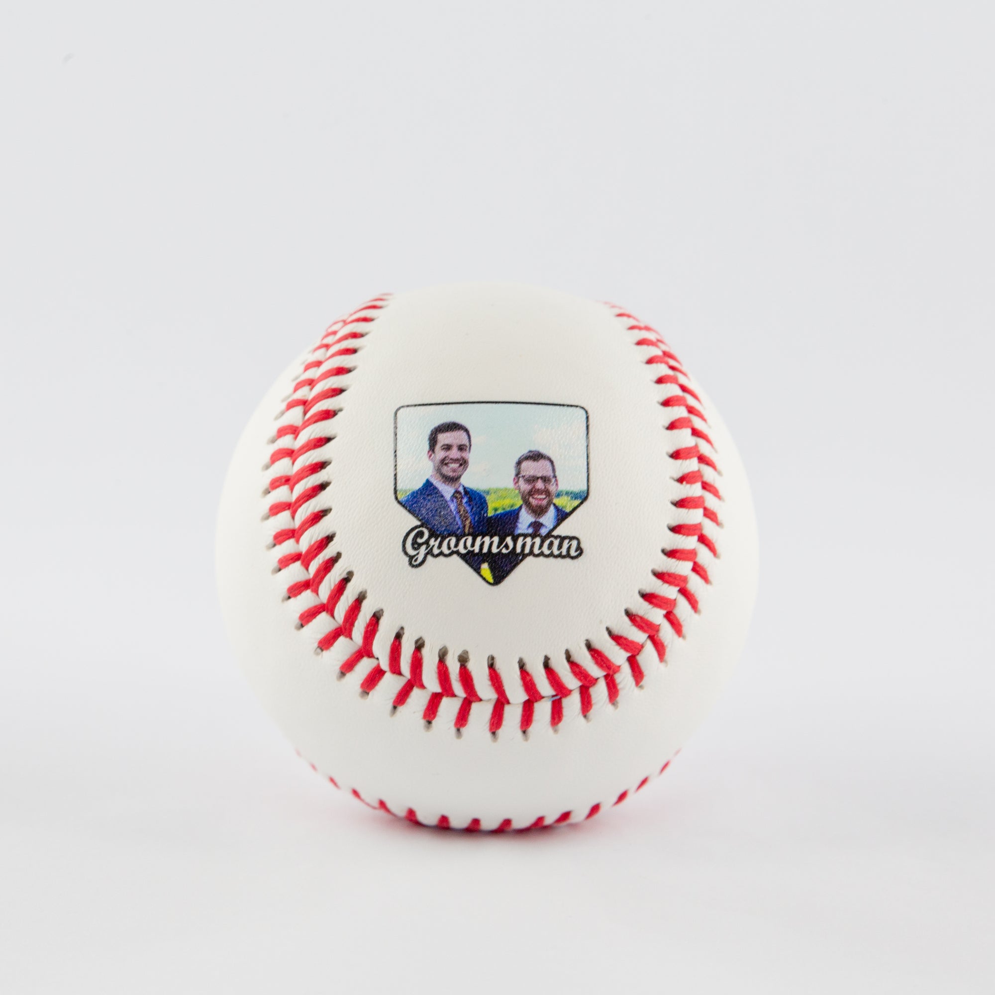 Printed Baseball with Home Plate Wedding Party Role Photo Design