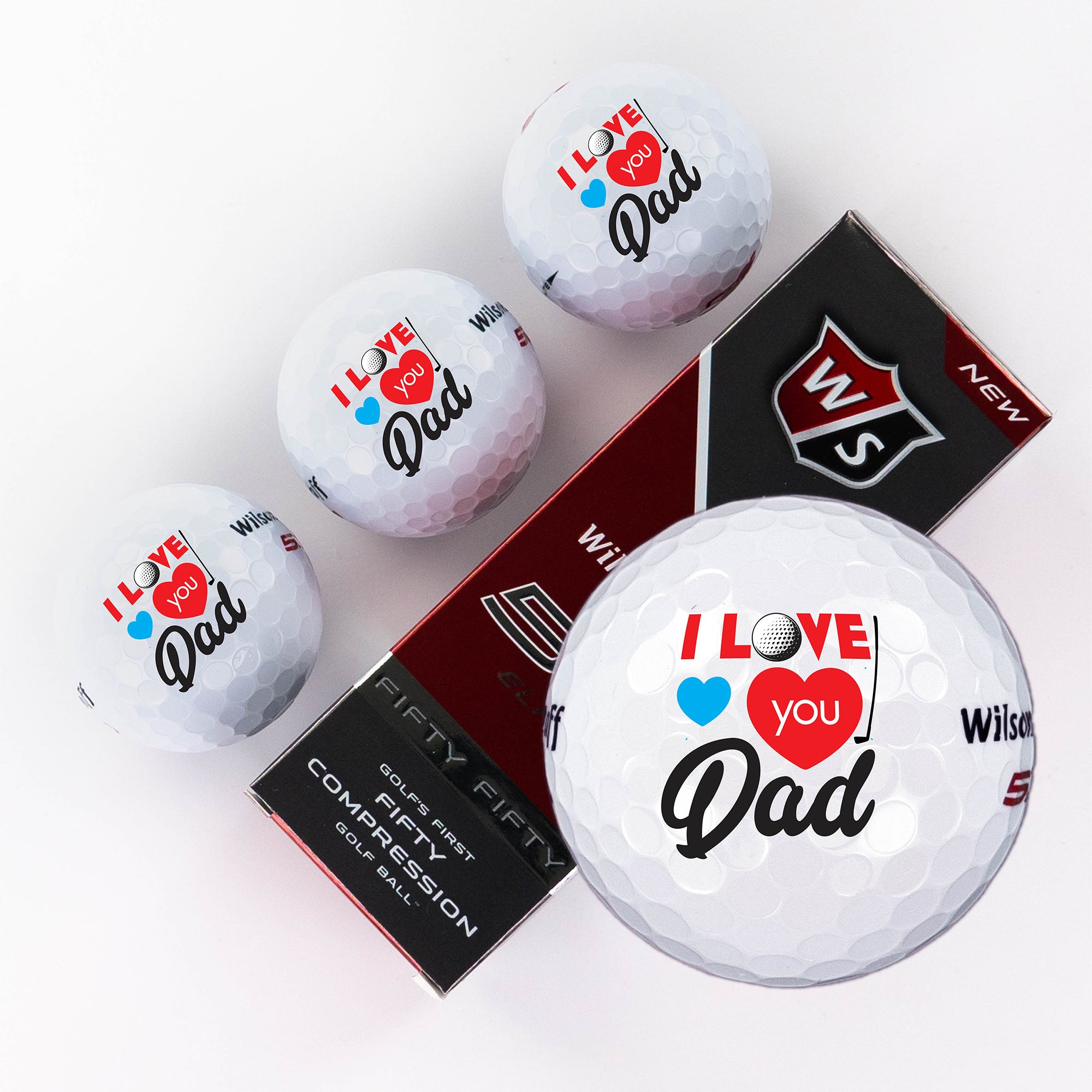 Printed Golf Ball with I Love You Dad Design