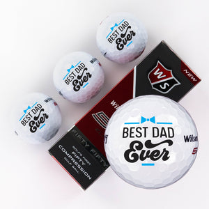 Printed Golf Ball with Bowtie Best Dad Ever Design