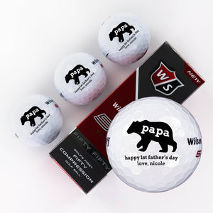 Printed Golf Ball with Papa Bear Personalization Design