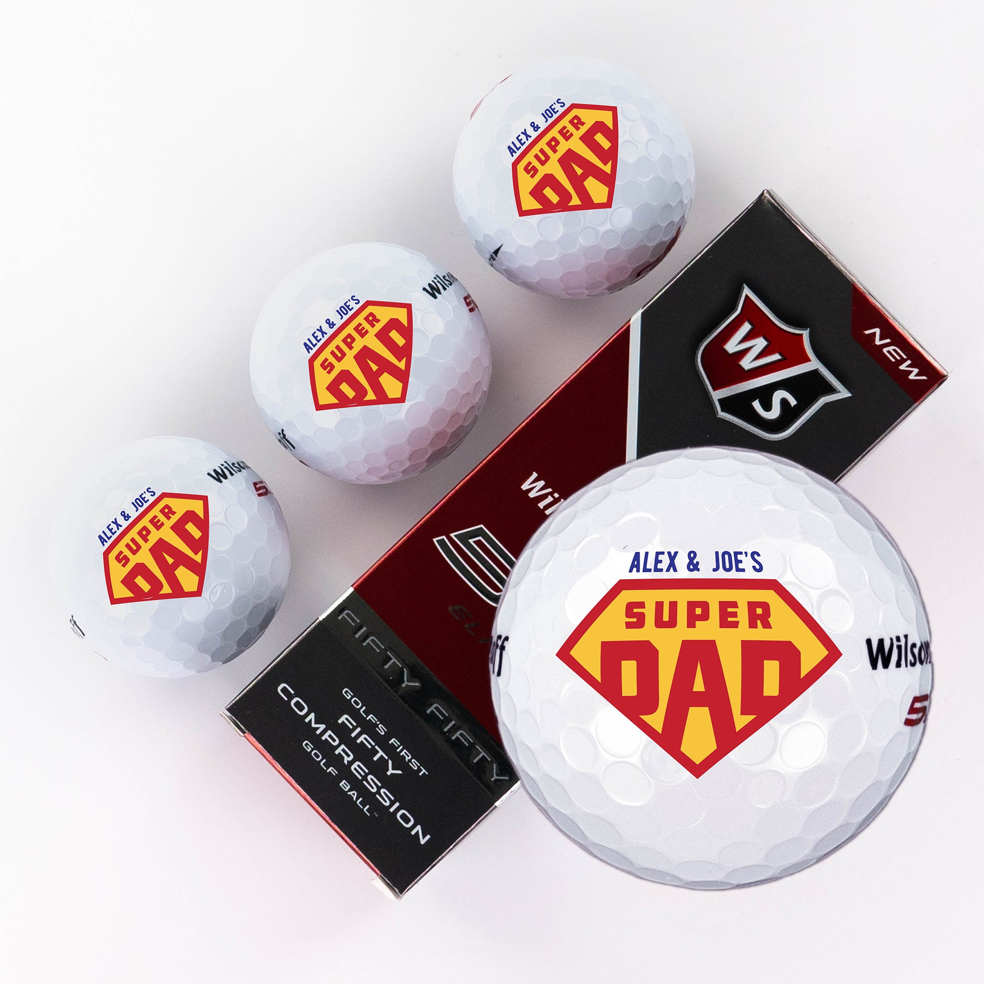Printed Golf Ball with Super Dad Personalization Design