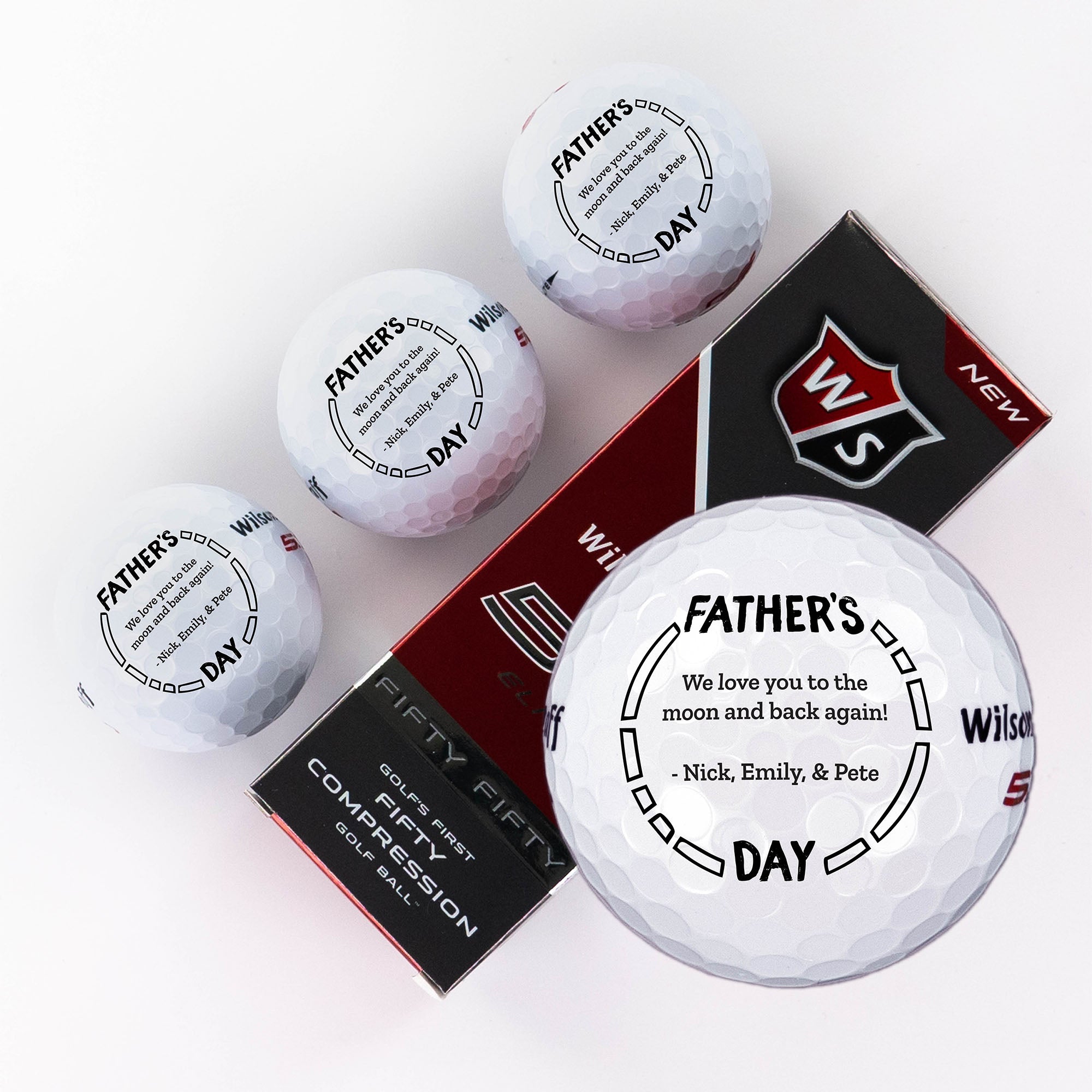 Printed Golf Ball with Father's Day Pattern Personalization Design