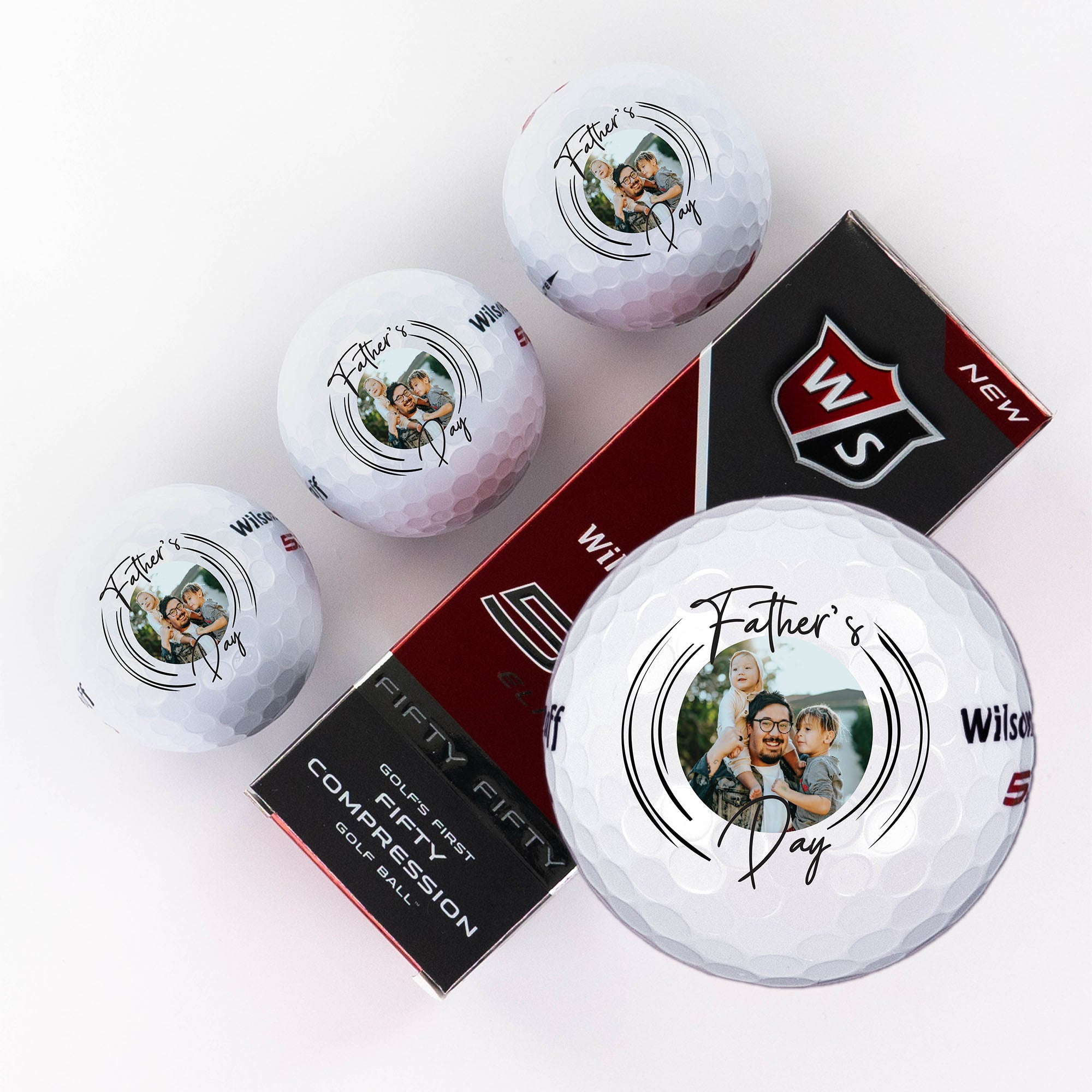 Printed Golf Ball with Father's Day Line Photo Design