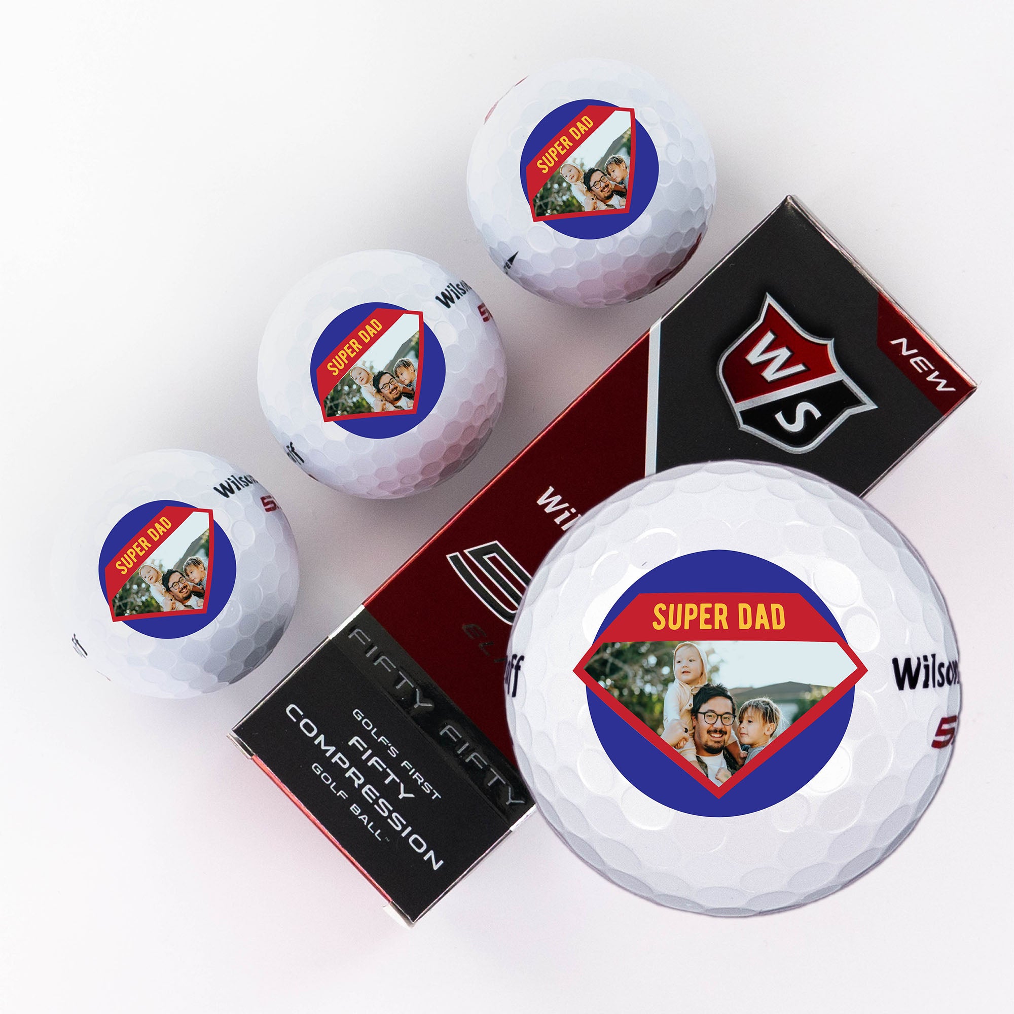 Printed Golf Ball with Super Dad Photo Design