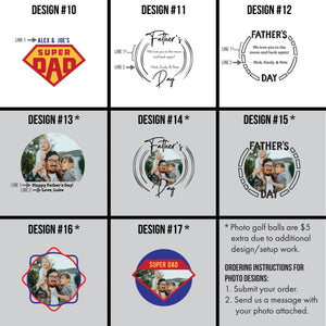 Printed Golf Ball Design Grid, Designs 10-17