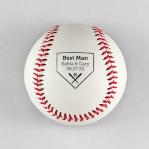 Baseball Opener with Home Plate, Couple Names, Wedding Party Role, Wedding Date Design