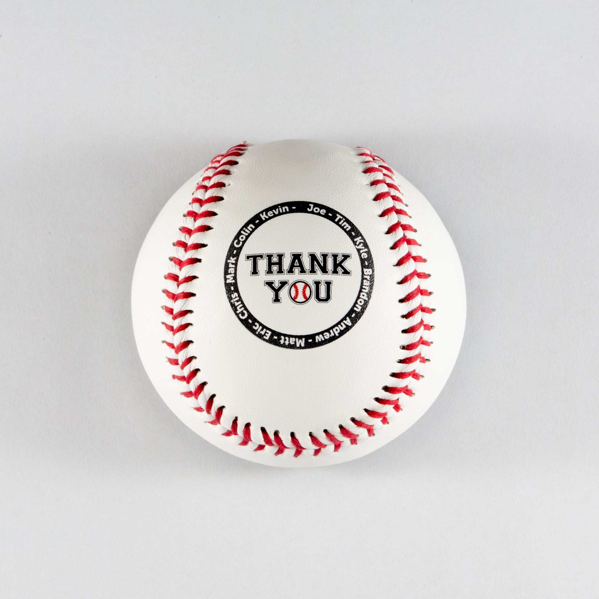 Printed Baseball with Thank You & Team Names Design 