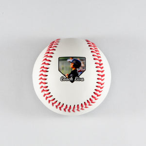 Printed Baseball with Home Plate Coach Photo Design 