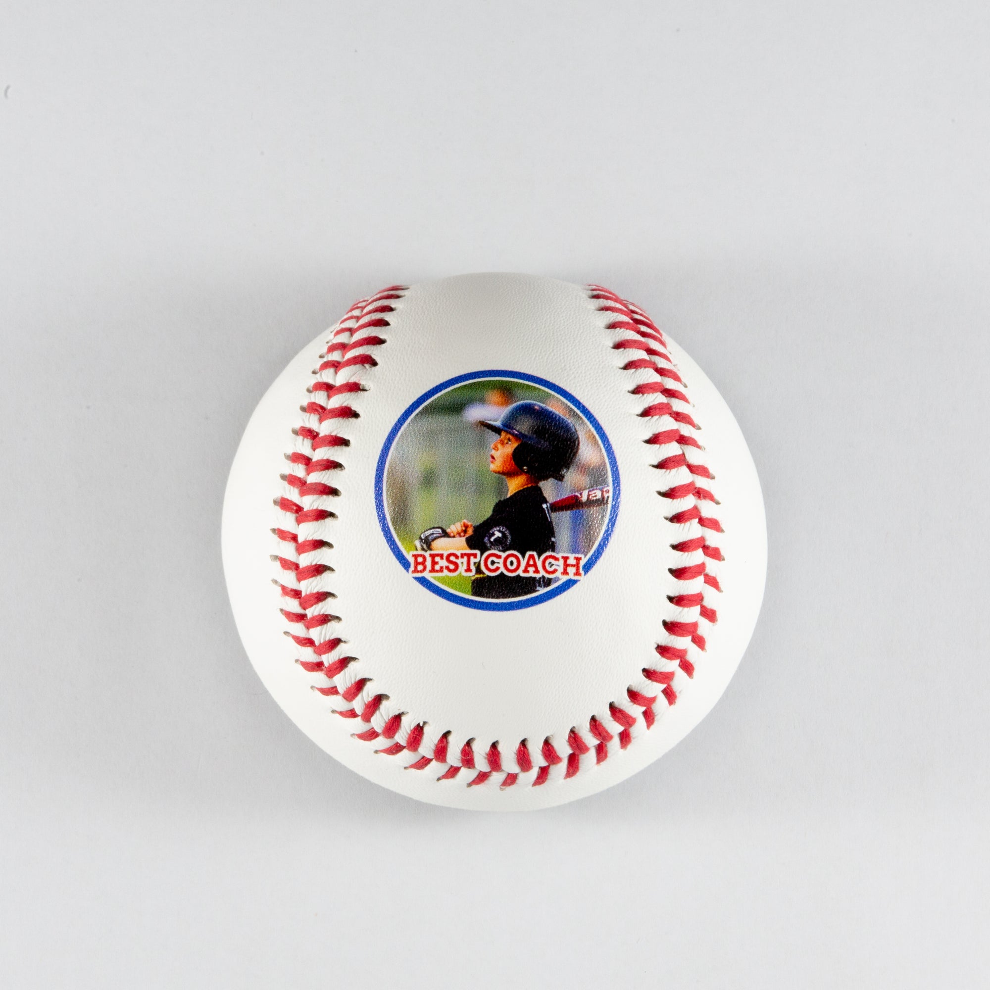 Printed Baseball with Best Coach Photo Design 