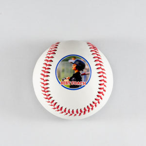 Printed Baseball with Best Coach Photo Design 