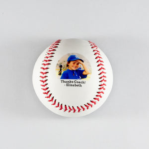 Printed Baseball with Half Circle Message Photo Design 