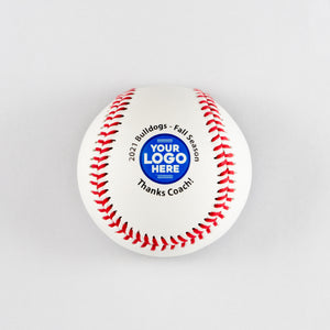 Printed Baseball with Text Surrounding Your Logo Here Design 