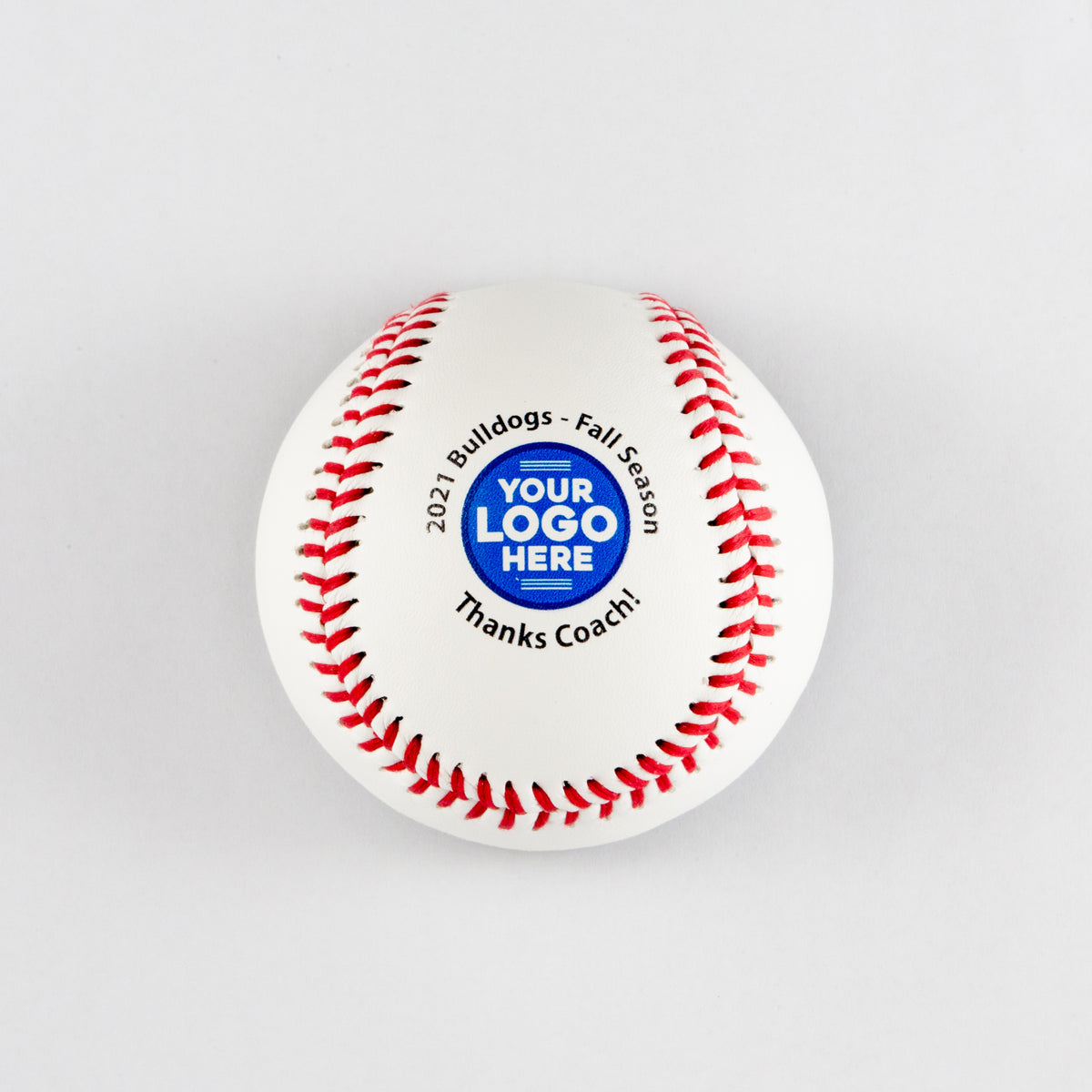 Printed Baseball with Text Surrounding Your Logo Here Design 