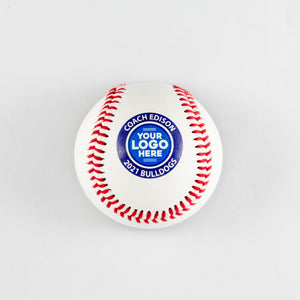 Printed Baseball with Text in Circle Surrounding Your Logo Here Design 