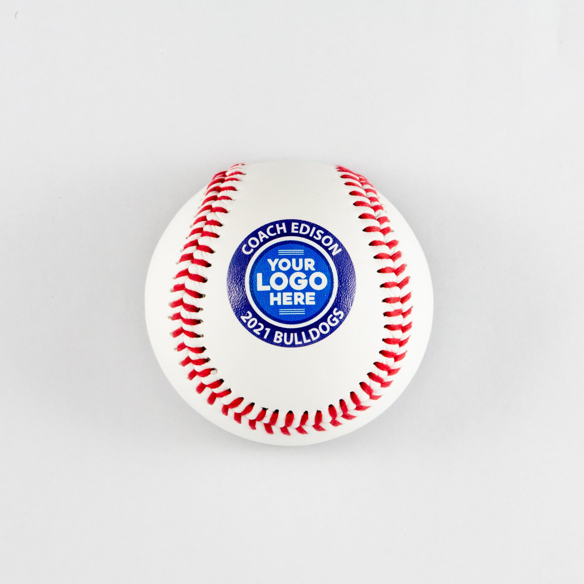 Printed Baseball with Text in Circle Surrounding Your Logo Here Design 