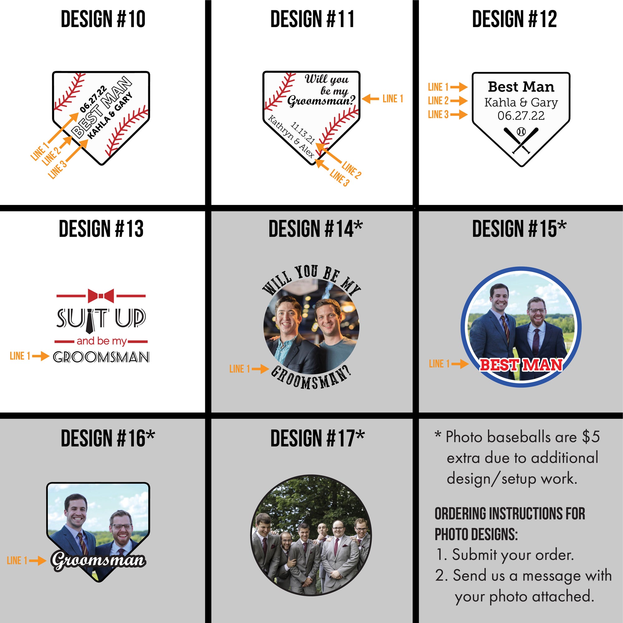 Baseball Opener Design Grid, Designs 10-17
