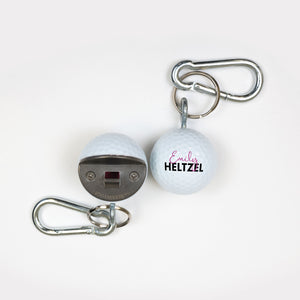 Golf Bottle Opener with Script First Name and Sans Serif Last Name Design