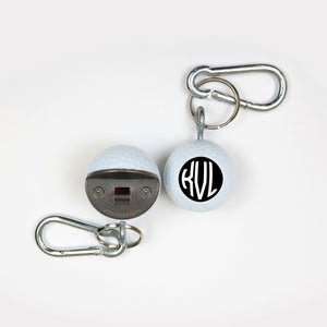 Golf Bottle Opener with Black Circle Monogram Design