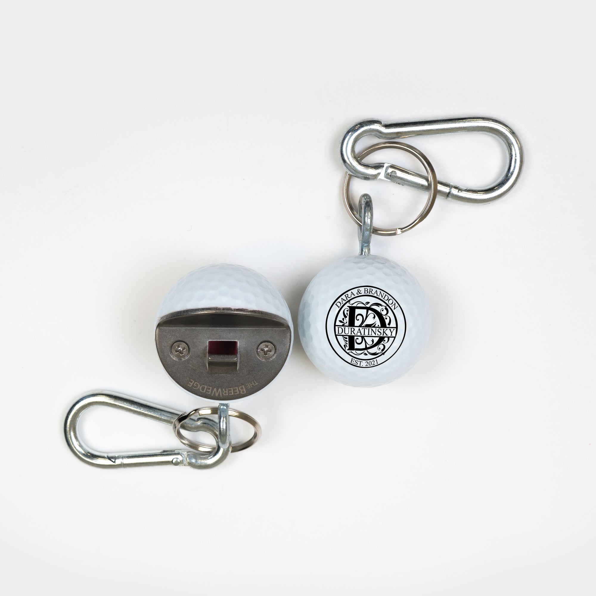 Golf Bottle Opener with Couple Names and Established Date Design