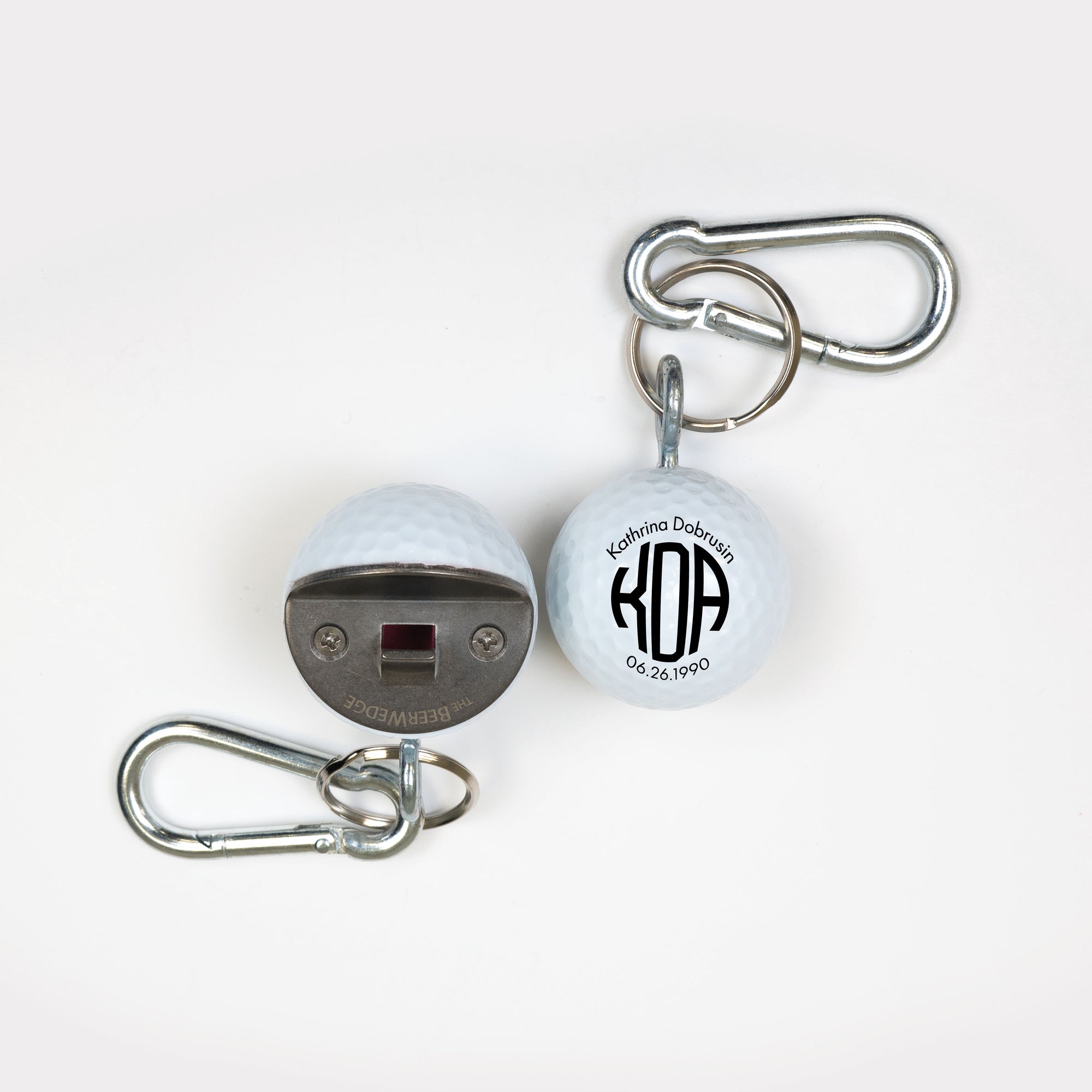 Golf Bottle Opener with Circle Monogram, Name, and Birthday Design