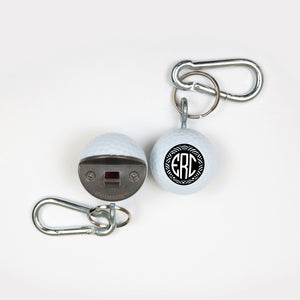 Golf Bottle Opener with Black Patterned Circle Monogram Design